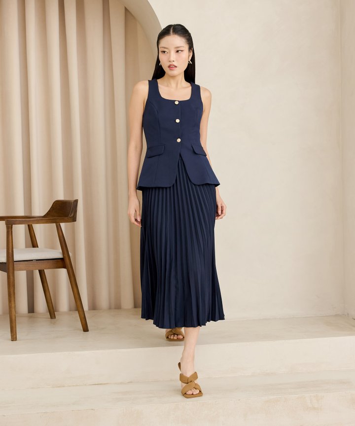 Darcy Peplum Top - Navy