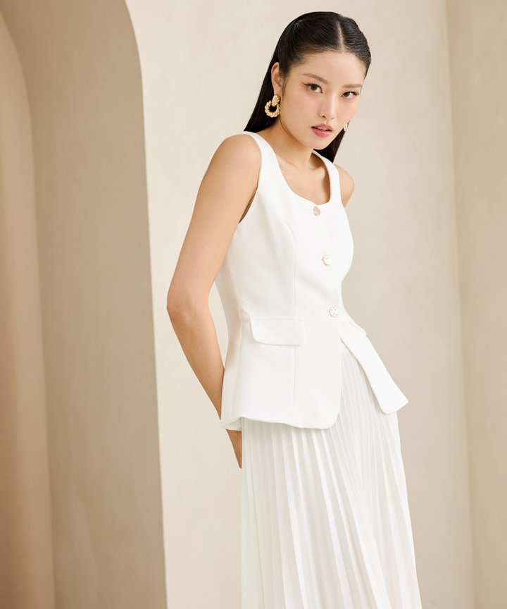 Darcy Peplum Top - White