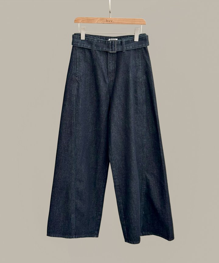 Moto Flared Belted Jeans - Dark Wash