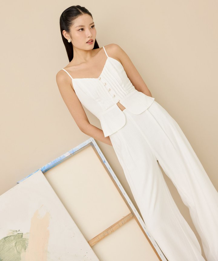 Society Peplum Top - White