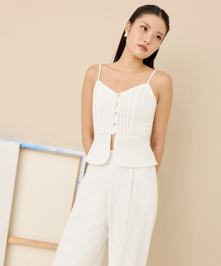 Society Peplum Top - White