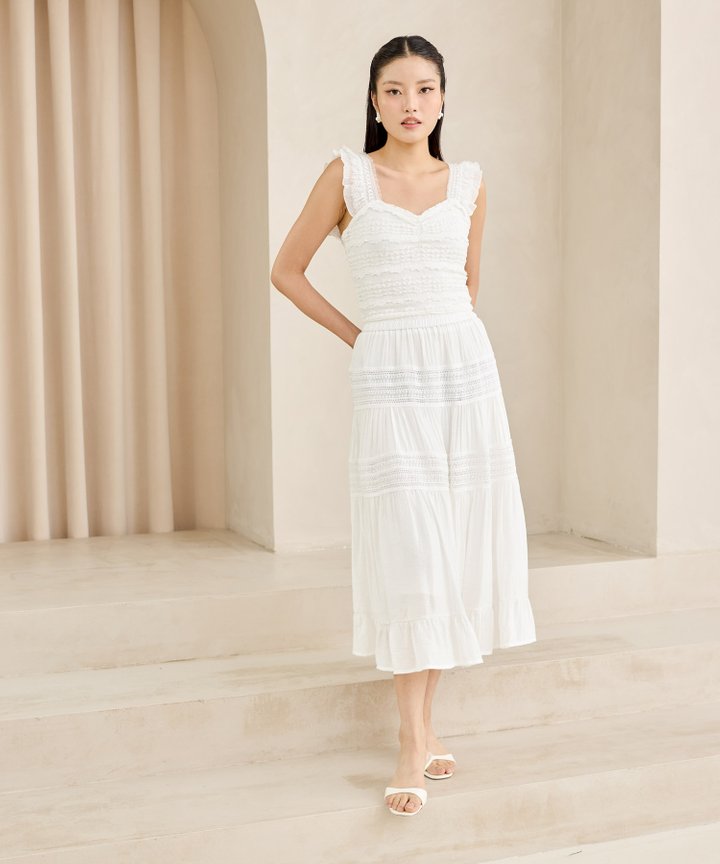 Claudette Tiered Maxi Skirt - White