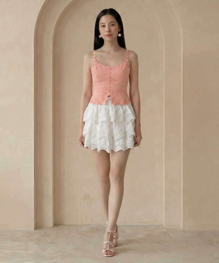 [HVVCNY2026] Crescent Crochet Bustier - Coral