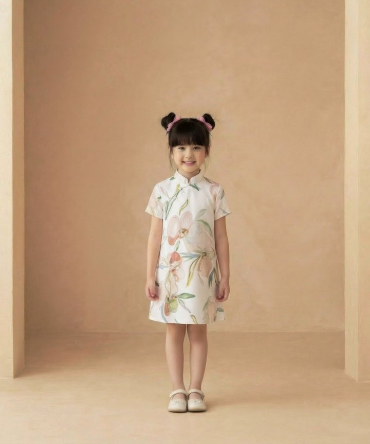 [HVVCNY2026] (KIDS) Waterlily Cheongsam Mini - White