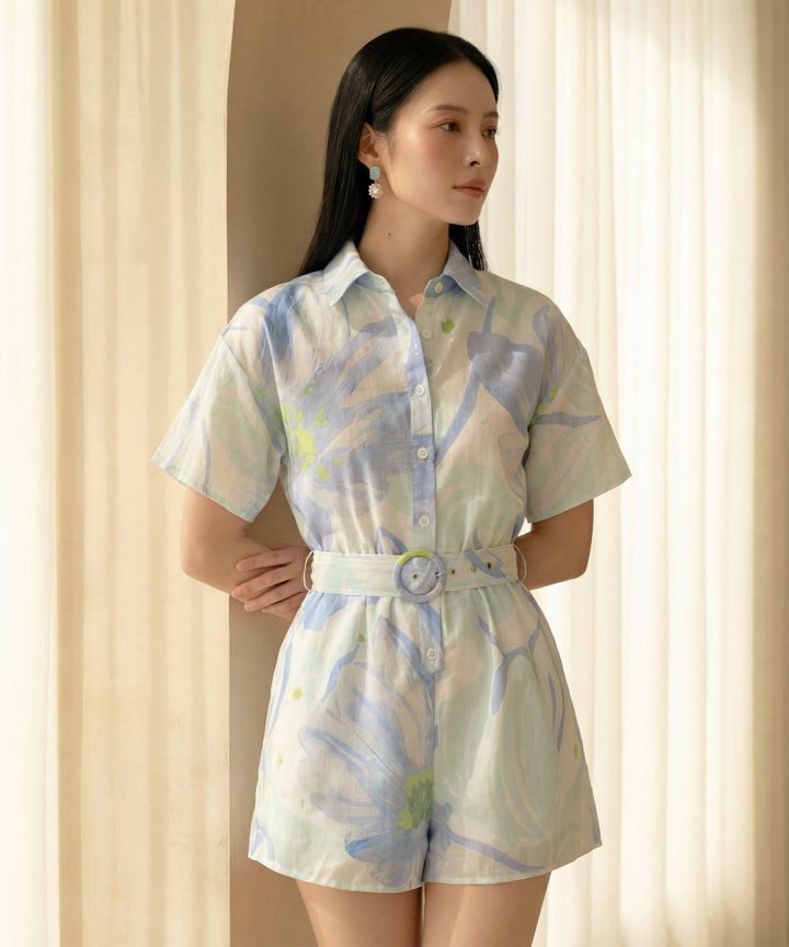 [HVVCNY2026] Neptune Floral Playsuit - Blue