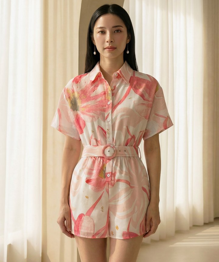 [HVVCNY2026] Neptune Floral Playsuit - Pink