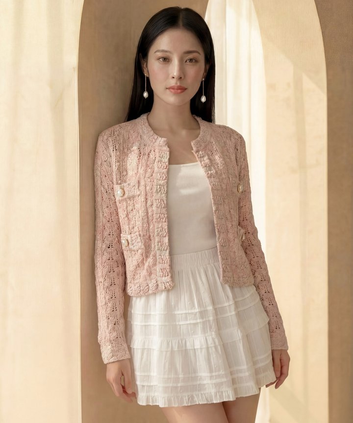 [HVVCNY2026] Tullerie Knit Cardigan - Pink