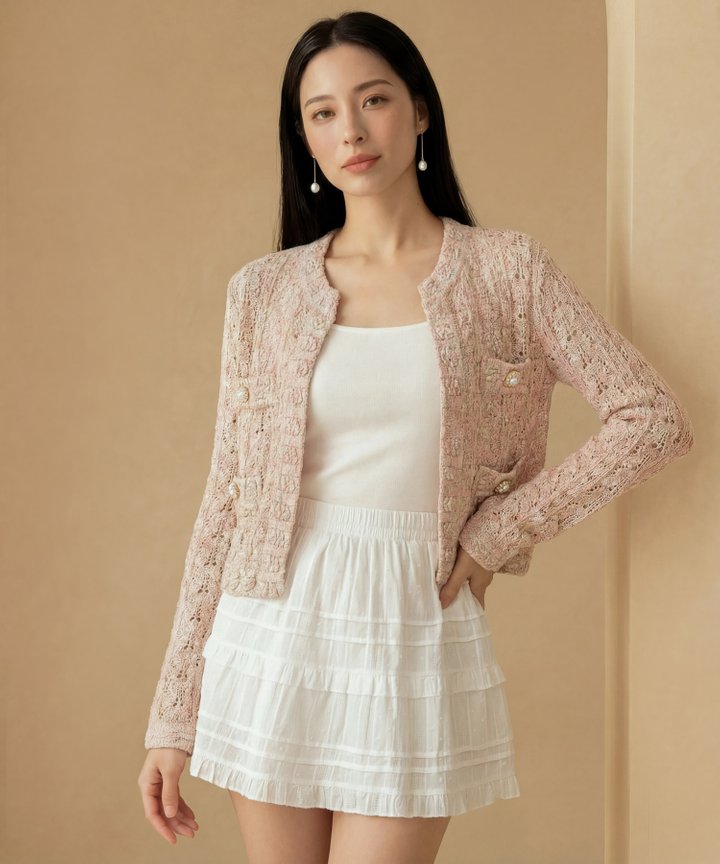 [HVVCNY2026] Tullerie Knit Cardigan - Pink