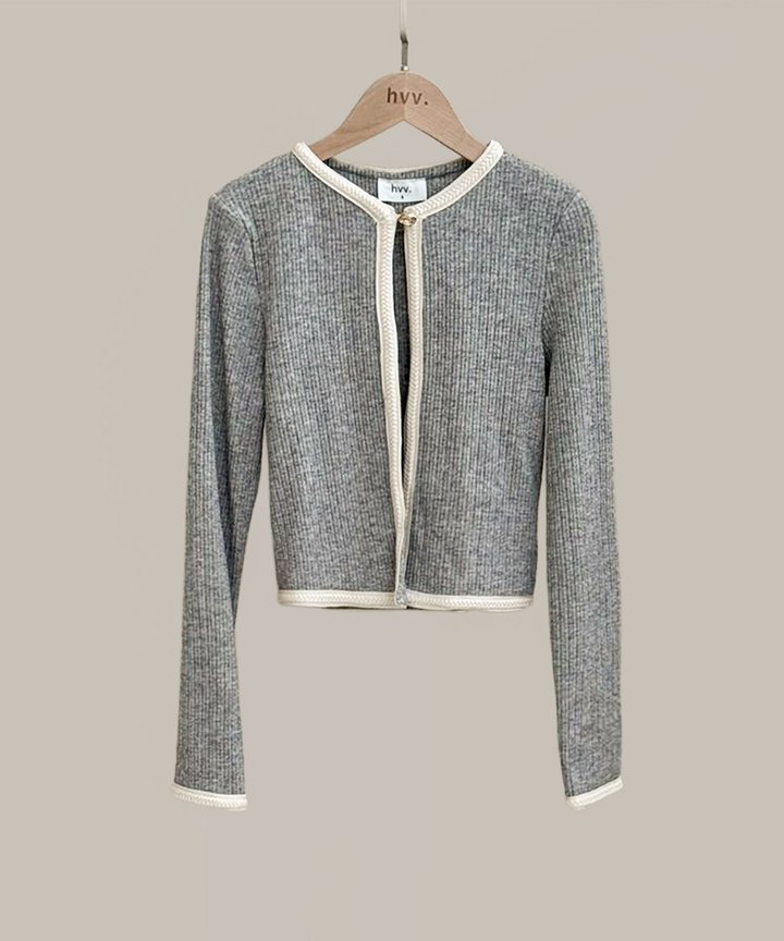 Madeleine Contrast Cardigan - Grey