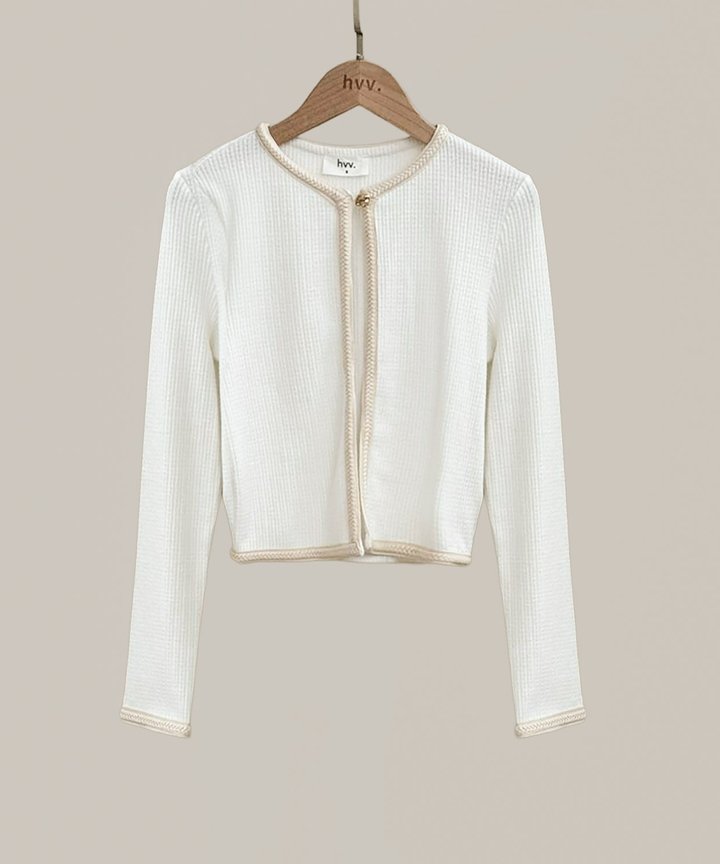 Madeleine Contrast Cardigan - White
