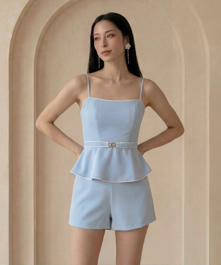 [HVVCNY2026] Papillon High Waist Shorts - Pale Blue