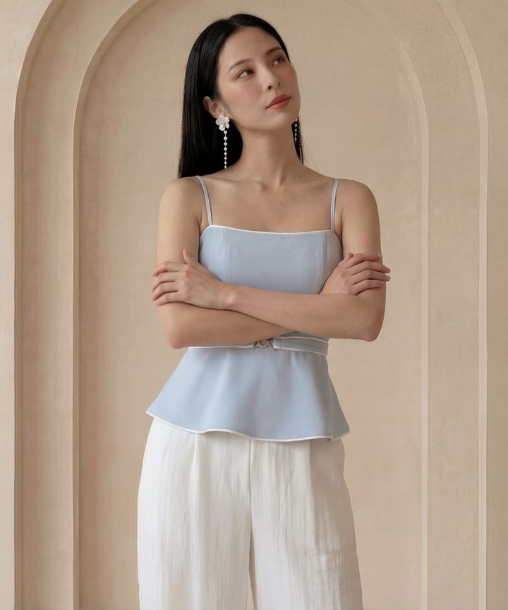 [HVVCNY2026] Papillon Peplum Top - Pale Blue