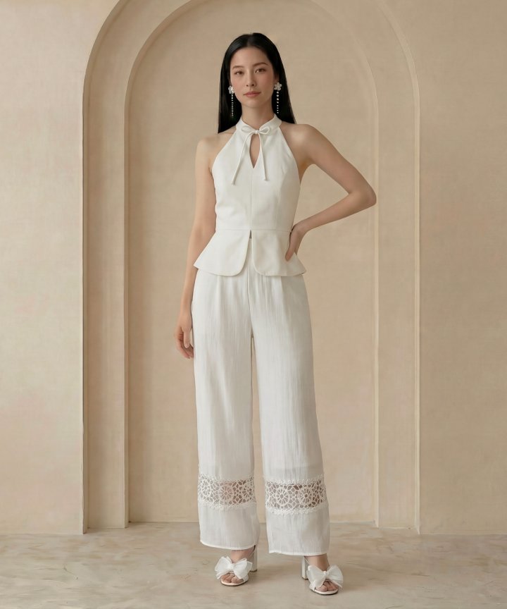[HVVCNY2026] Tatou Crochet Pants - White