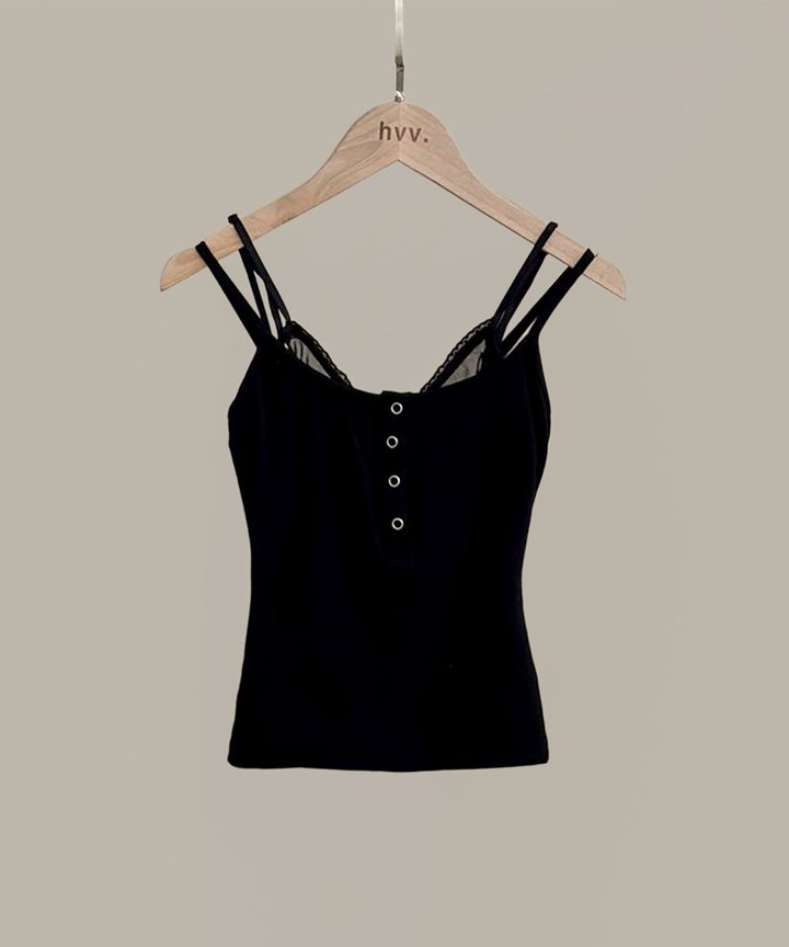 Vero Lace Overlay Tank - Black