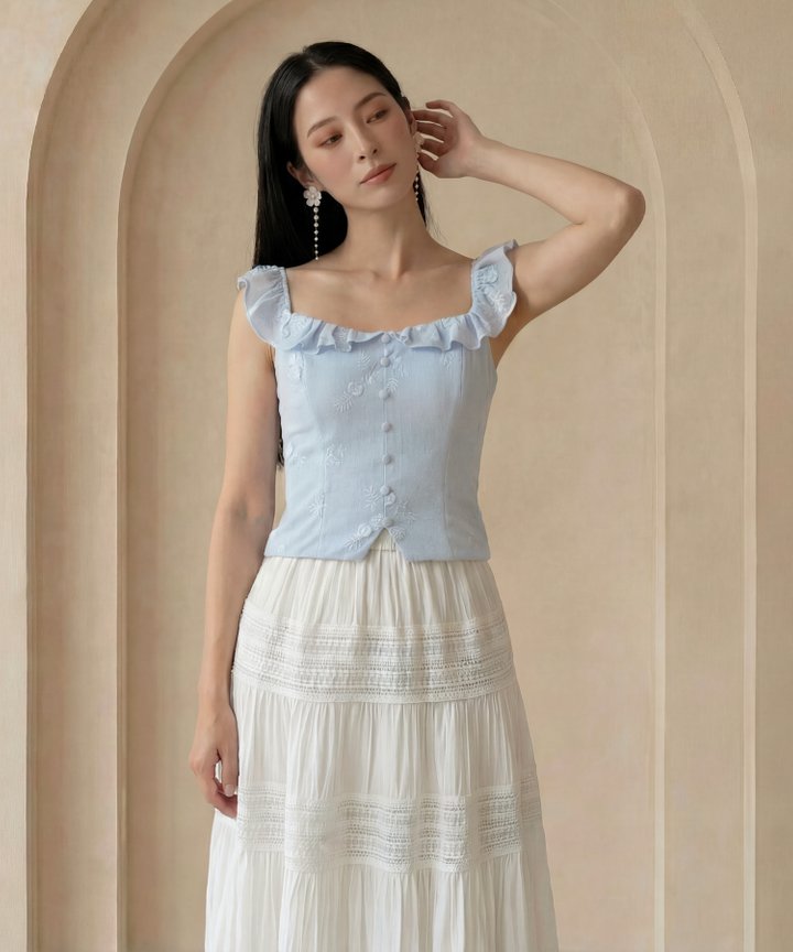 Claudette Tiered Maxi Skirt - White