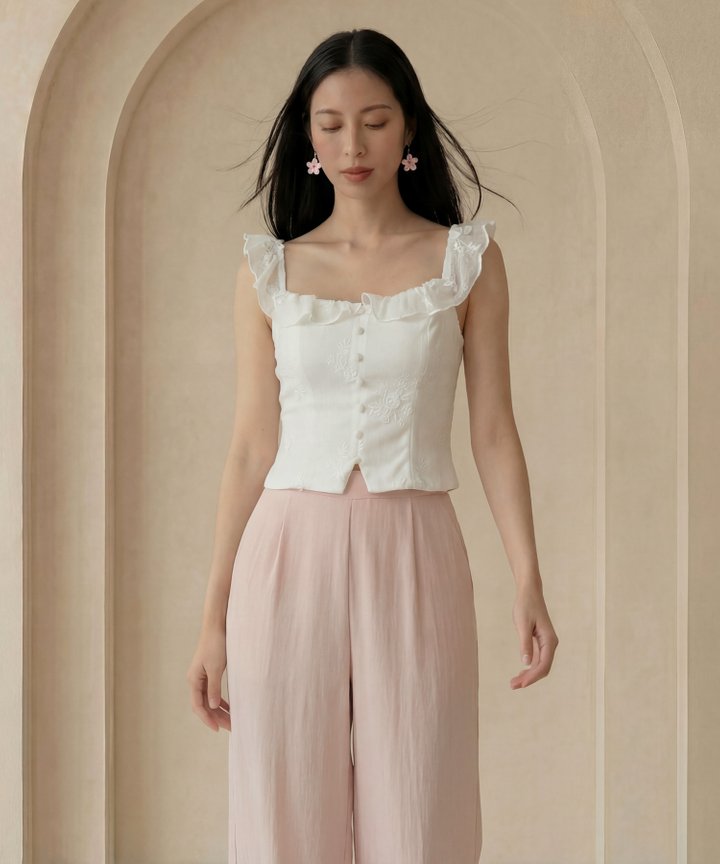 [HVVCNY2026] Willow Embroidered Top - White