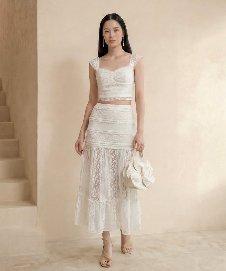 [HVVCNY2026] Chantilly Lace Bustier - White