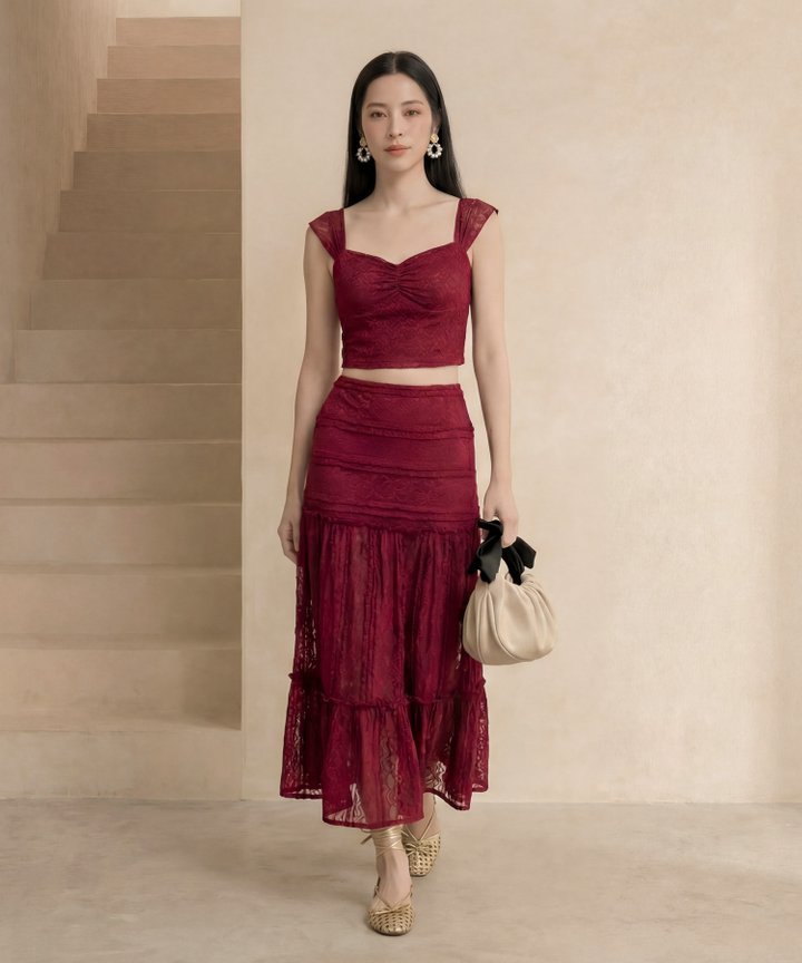 [HVVCNY2026] Chantilly Lace Bustier - Wine