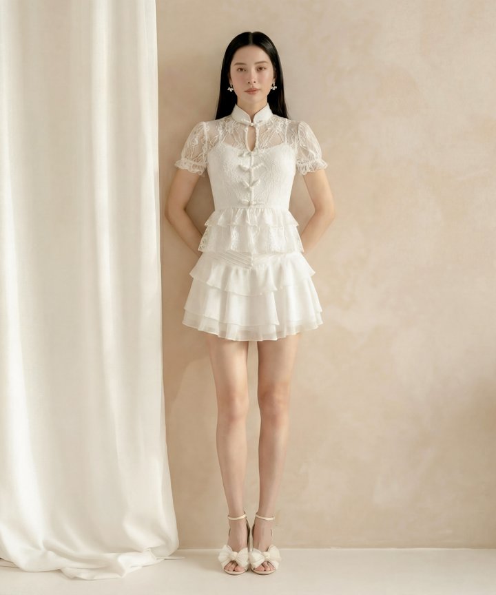 [HVVCNY2026] Cyprus Lace Peplum Top - White