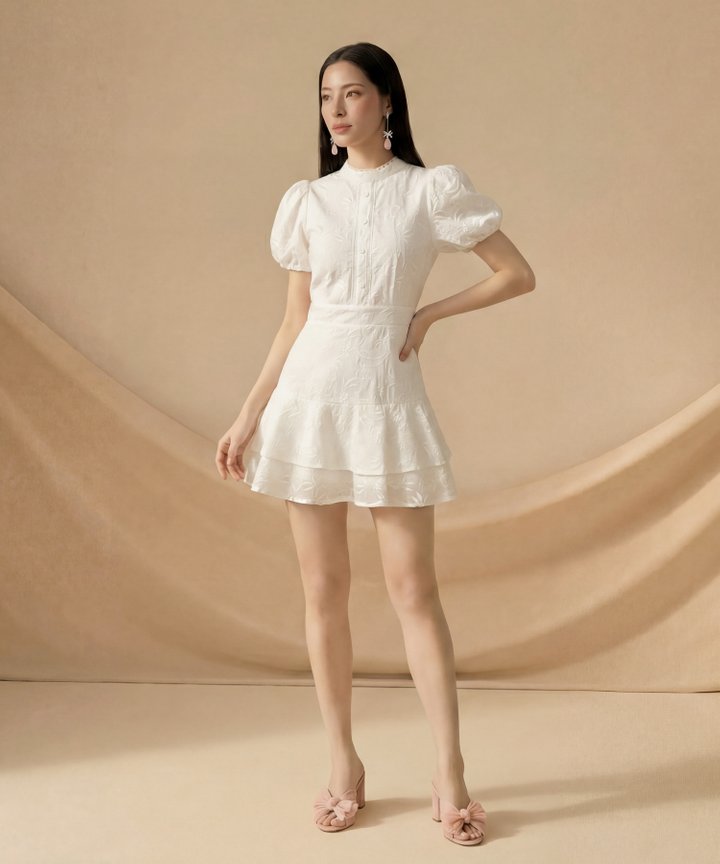 [HVVCNY2026] Eliza Embroidered Playsuit - White