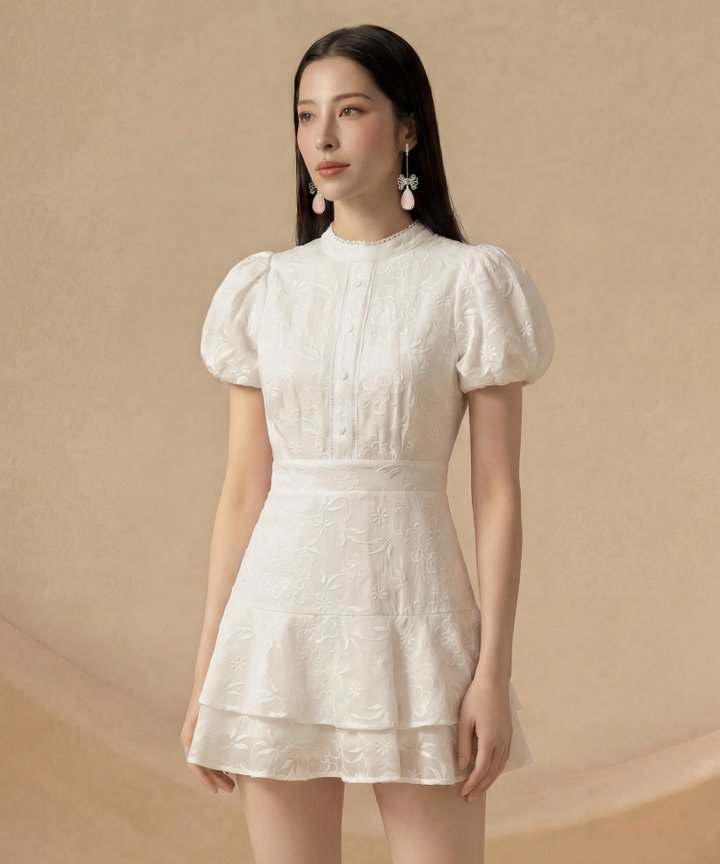 [HVVCNY2026] Eliza Embroidered Playsuit - White