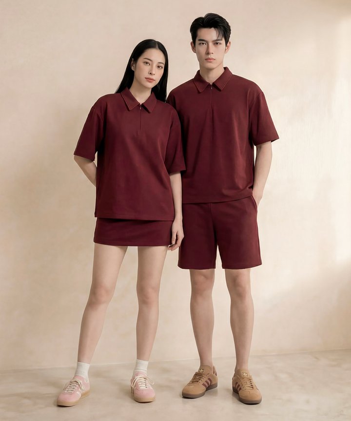 [HVVCNY2026] (MENS) Essentials Zip Up Polo - Wine