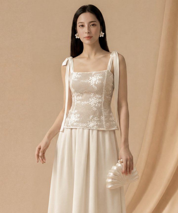 [HVVCNY2026] Giorgio Lace Overlay Top - Cream