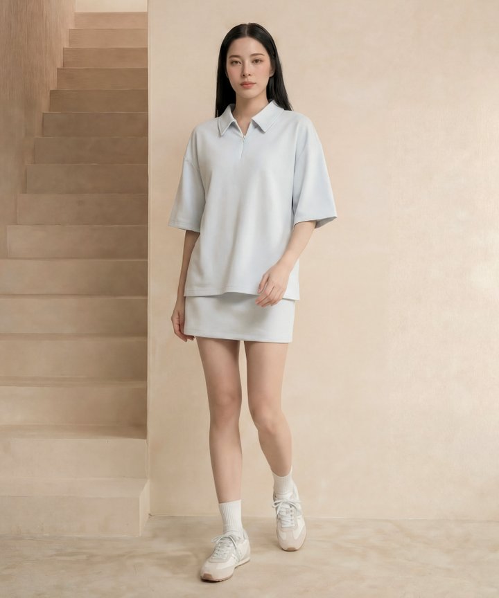 [HVVCNY2026] (LADIES) Essentials High Waist Skorts - Powder Blue