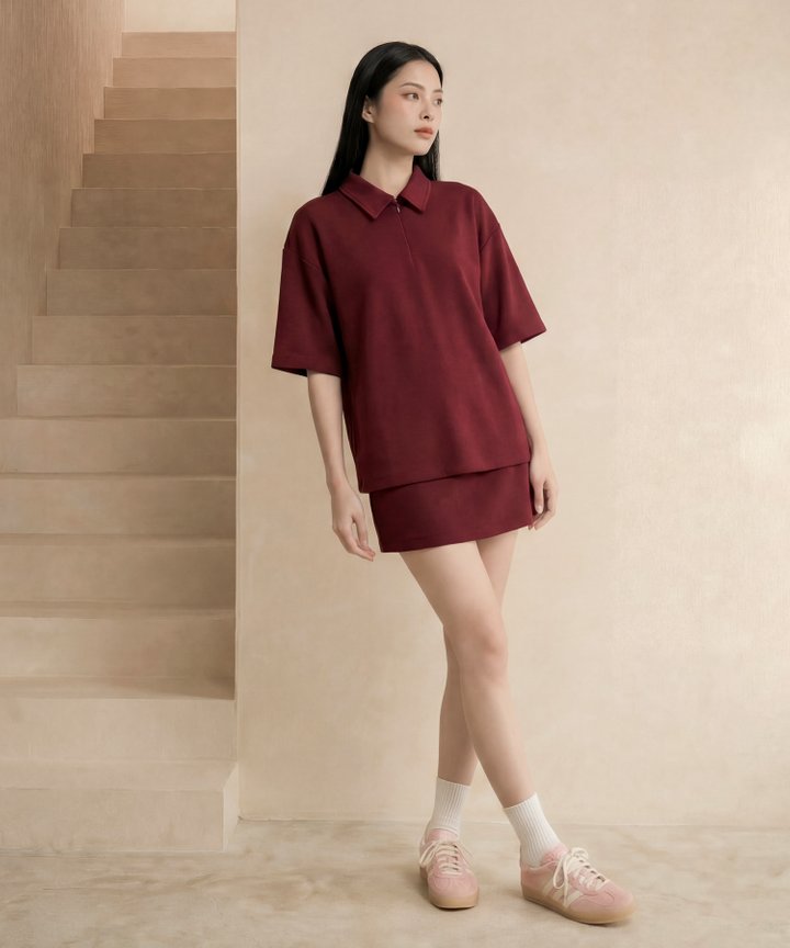 [HVVCNY2026] (LADIES) Essentials High Waist Skorts - Wine