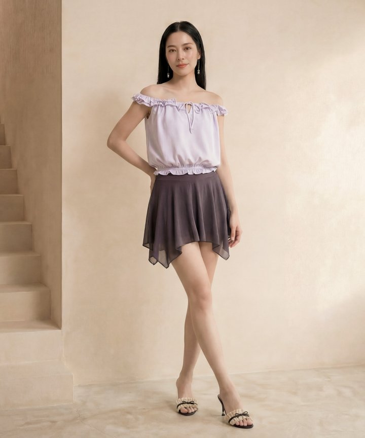 [HVVCNY2026] Lalisa Asymmetrical Skorts - Stone Grey