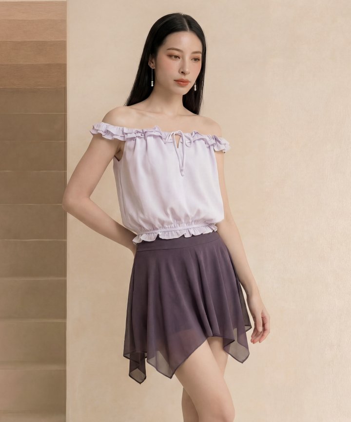 [HVVCNY2026] Lalisa Asymmetrical Skorts - Stone Grey