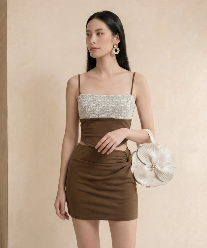 [HVVCNY2026] Lucette Contrast Lace Bustier - Chocolate