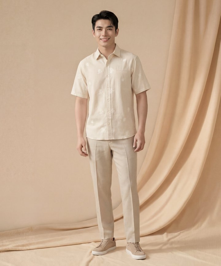 [HVVCNY2026] (MEN) Brooks Embroidered Linen Shirt - Oat