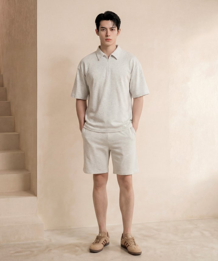 [HVVCNY2026] (MENS) Essentials Drawstring Shorts - Heather Grey