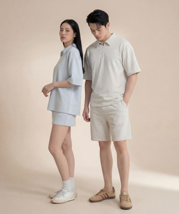 [HVVCNY2026] (MENS) Essentials Zip Up Polo - Heather Grey