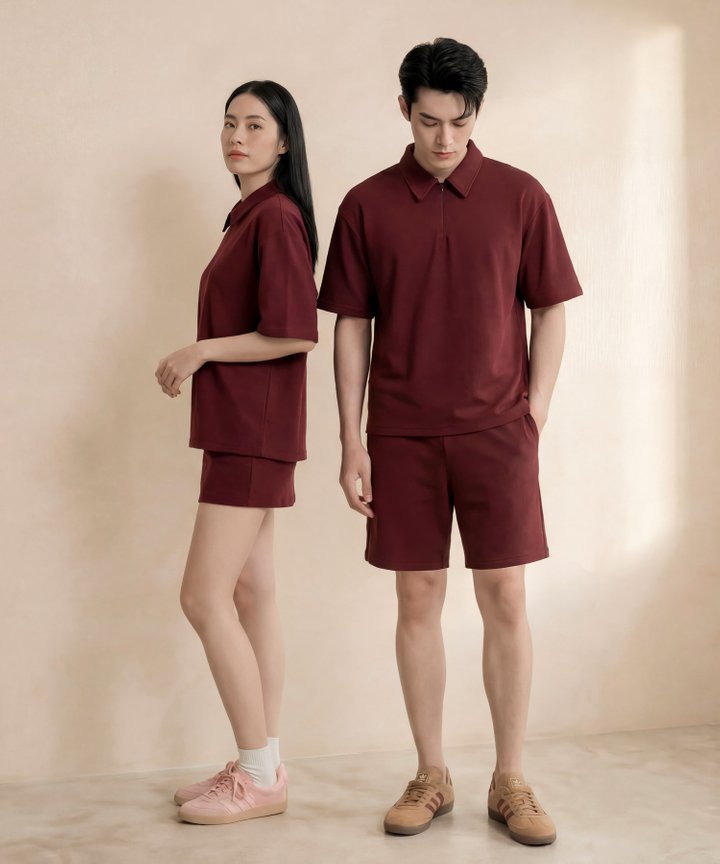 [HVVCNY2026] (MENS) Essentials Zip Up Polo - Wine