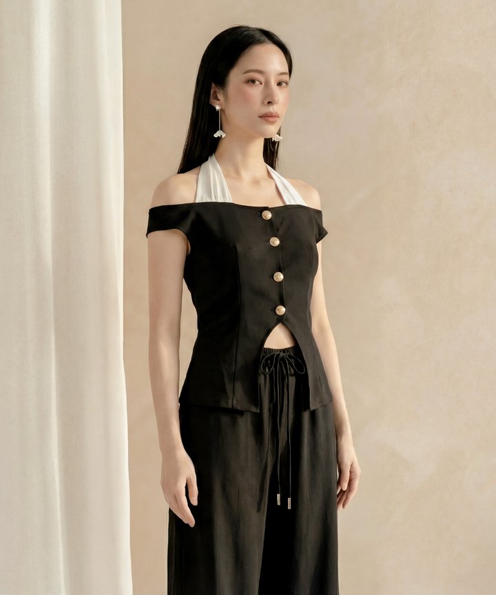 [HVVCNY2026] Nightingale Contrast Blouse - Black