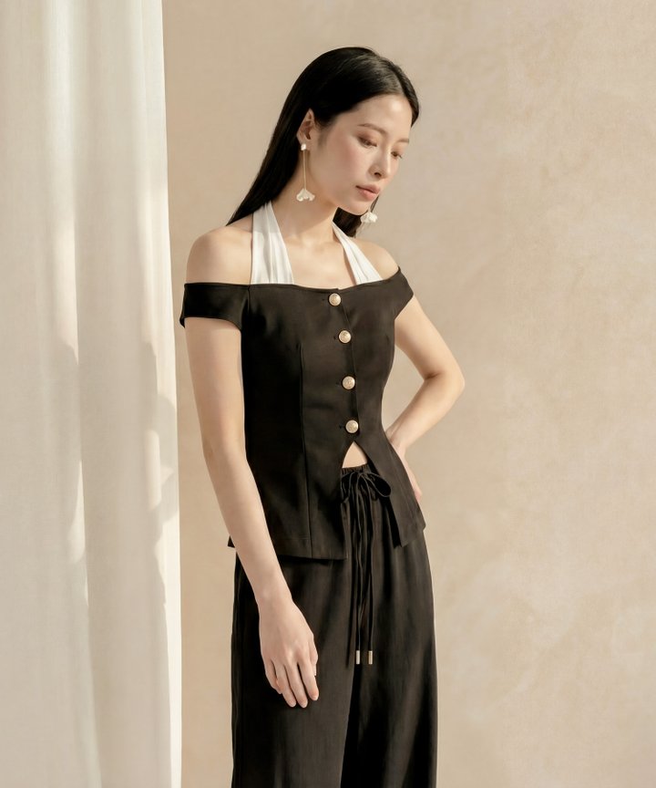 [HVVCNY2026] Nightingale Contrast Blouse - Black