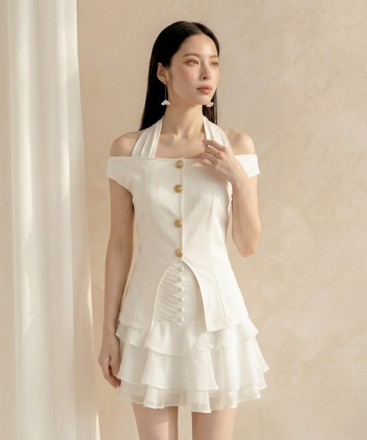 [HVVCNY2026] Nightingale Contrast Blouse - White