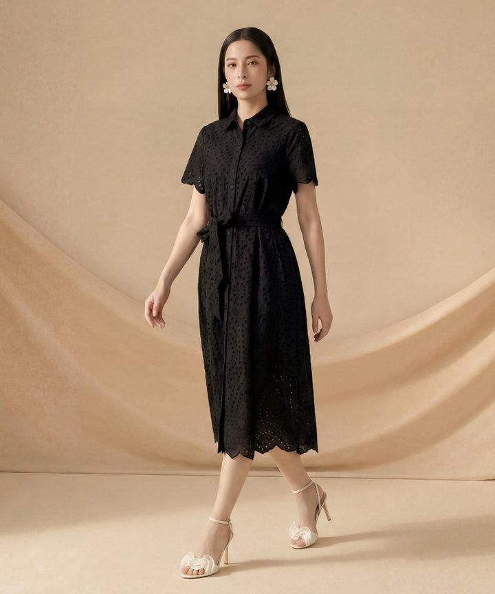 [HVVCNY2026] Sage Eyelet Midi - Black