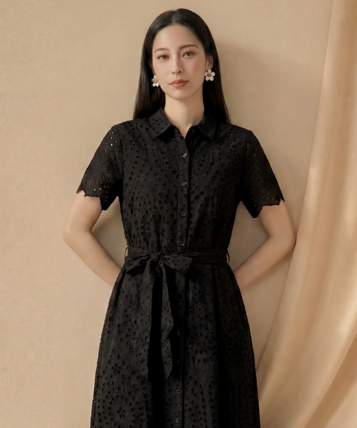 [HVVCNY2026] Sage Eyelet Midi - Black