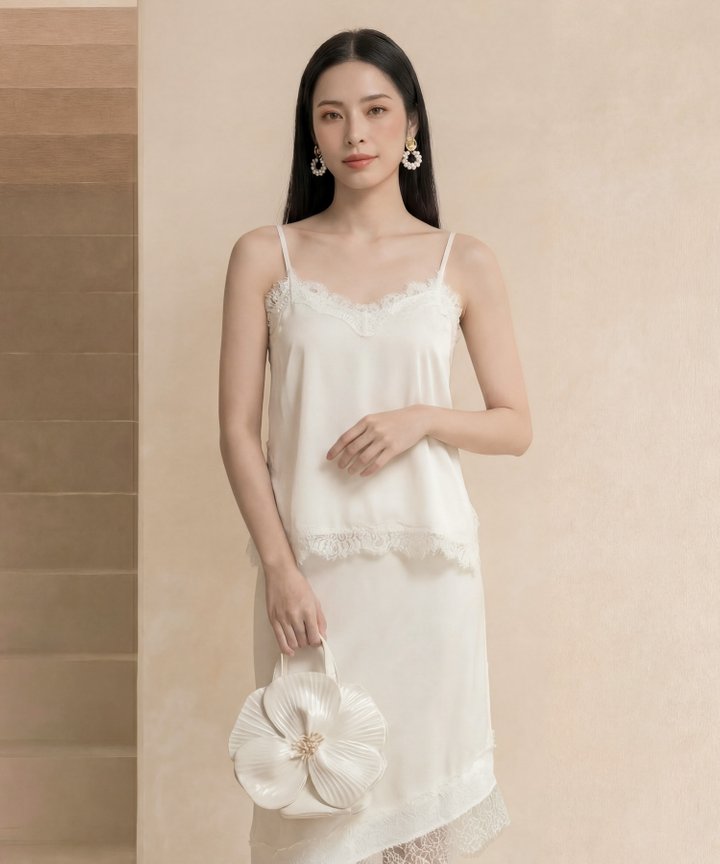 [HVVCNY2026] Tropez Contrast Lace Top – Almond