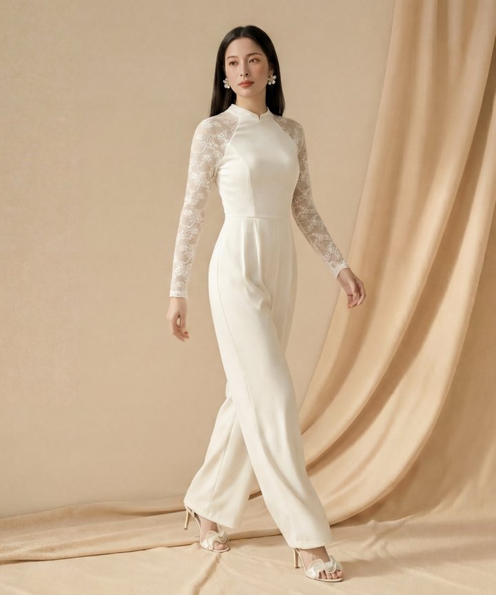 [HVVCNY2026] Valencia Lace Jumpsuit - White