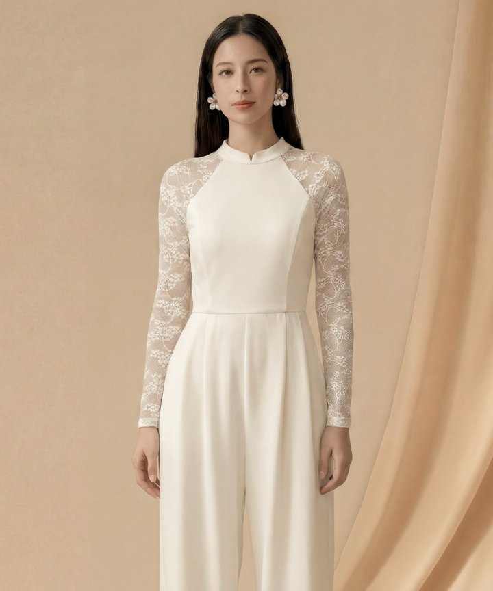 [HVVCNY2026] Valencia Lace Jumpsuit - White