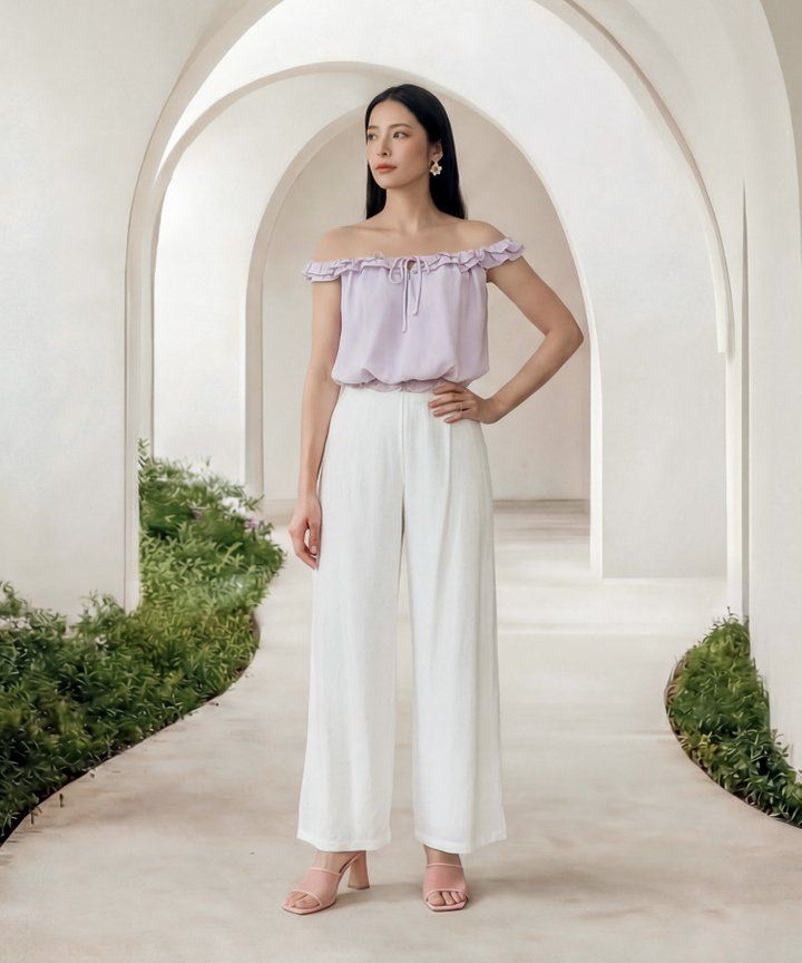 [HVVCNY2026] Demi Ruffle Off-Shoulder Top - Lilac
