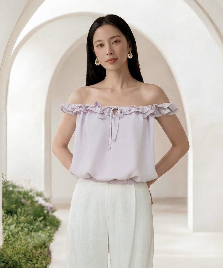 [HVVCNY2026] Demi Ruffle Off-Shoulder Top - Lilac