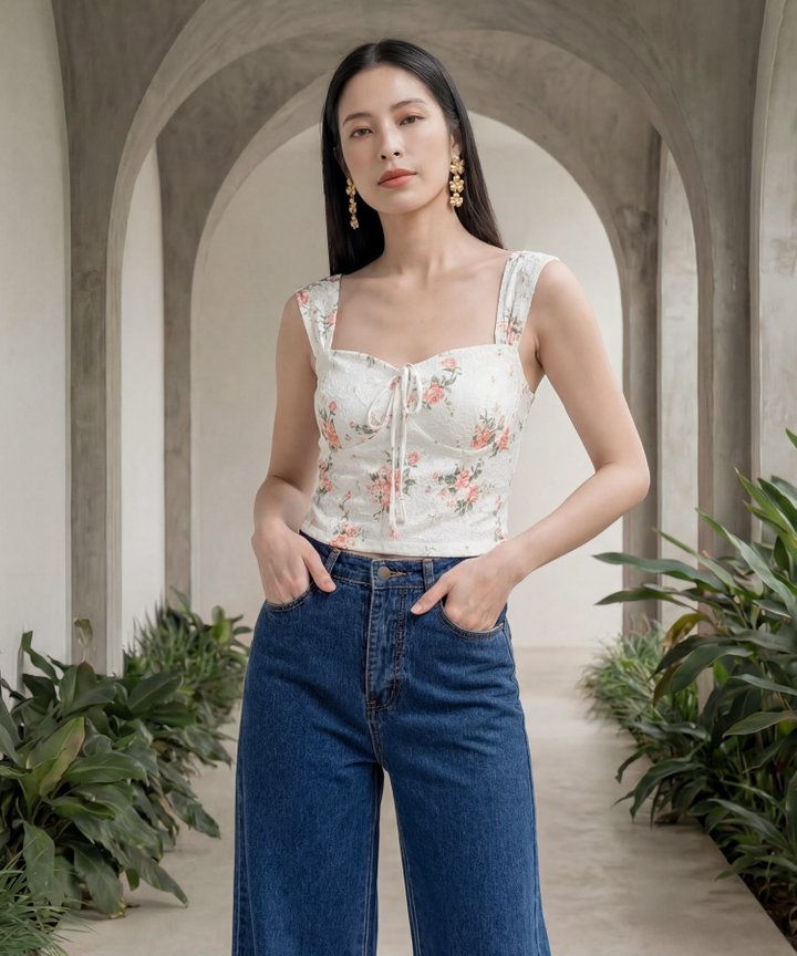 [HVVCNY2026] Rose Lace Bustier - Orange