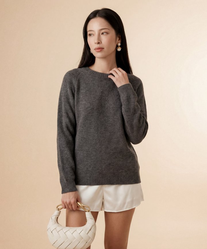 Alene Oversized Knit Sweater - Dark Grey