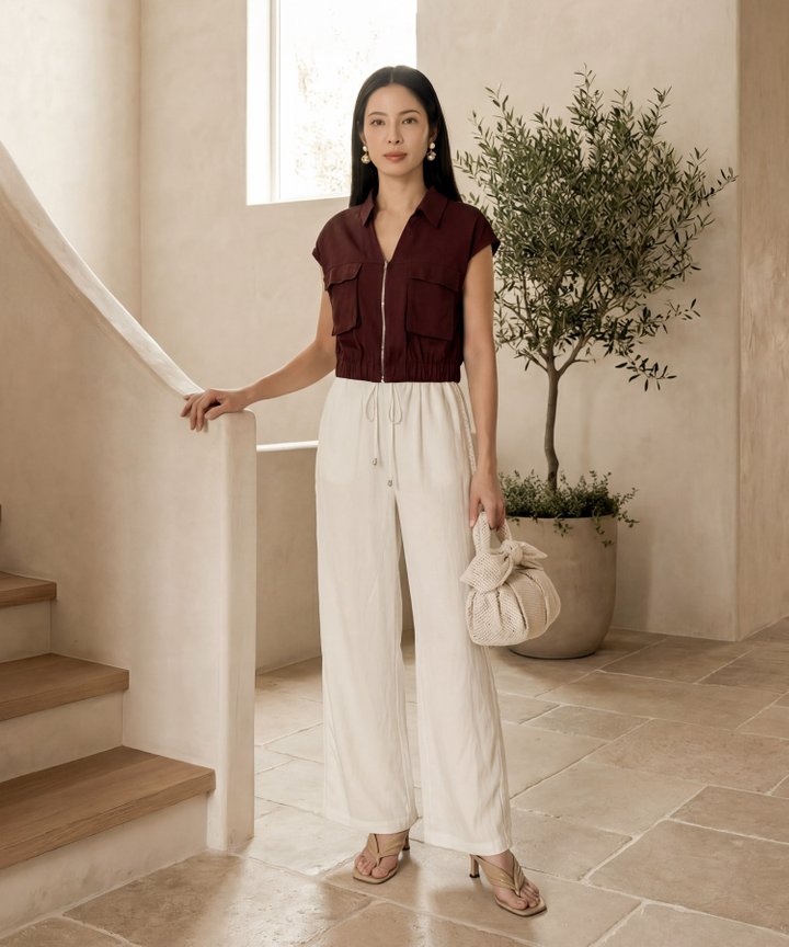 Odyssey Crochet Drawstring Pants - Oat