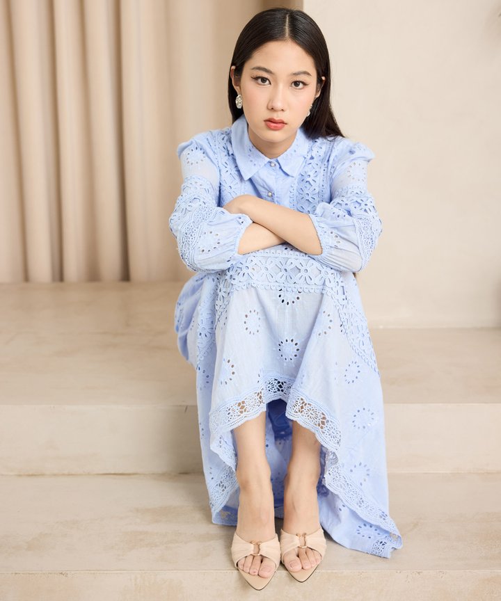 Becca Eyelet Blouse - Periwinkle Blue (Backorder)